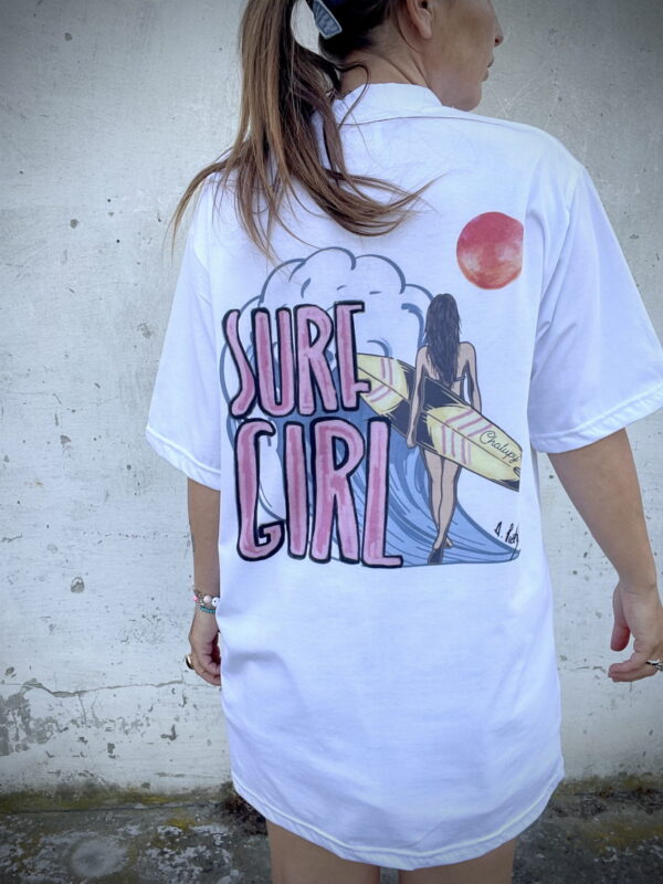 T-shirt biaÅ‚y oversize Surf Girl